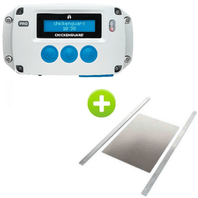 Portier automatique poulailler Pro et porte en aluminium ajustable pour tous poulaillers